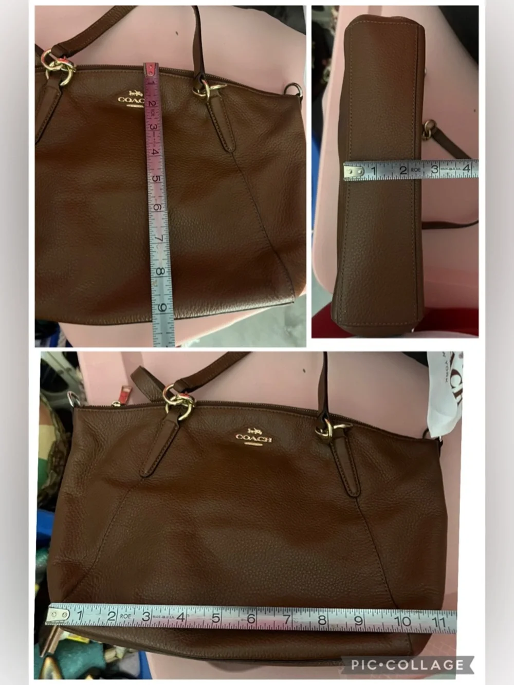 EUC Coach Small Kelsey Satchel (F28993) in Brown Pebbled Leather